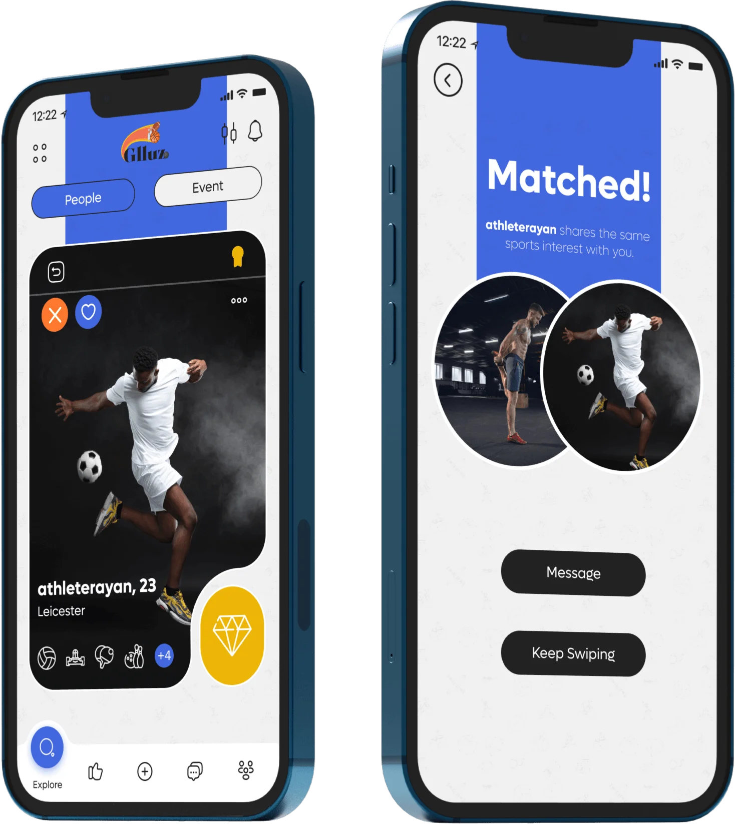 Glluz app — find sports partners nearby